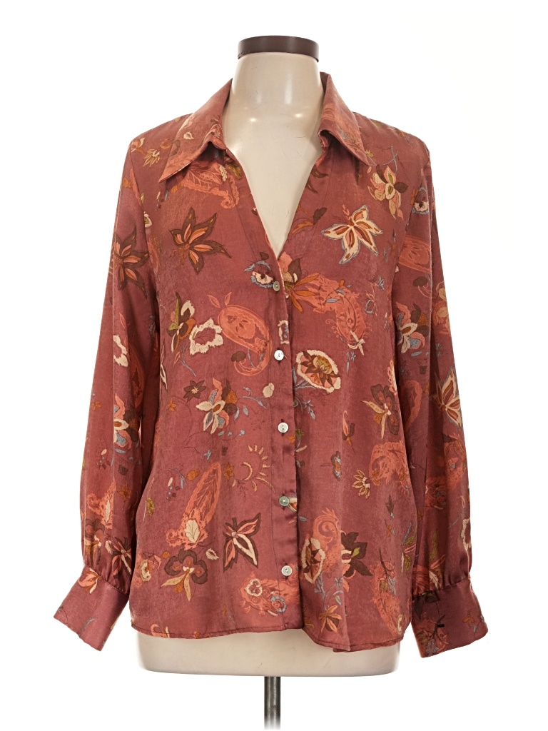 Pre-owned Zara Long Sleeve Blouse In Pink