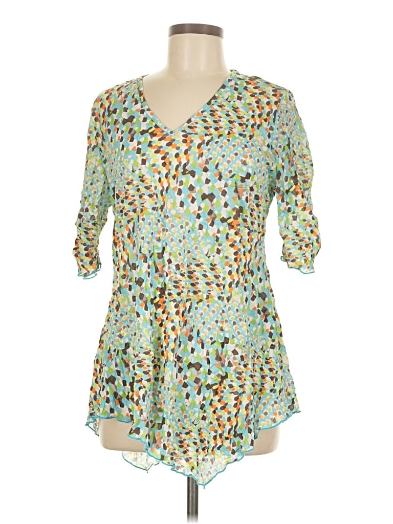 Pre-owned Assorted Brands 3/4 Sleeve Blouse In Green