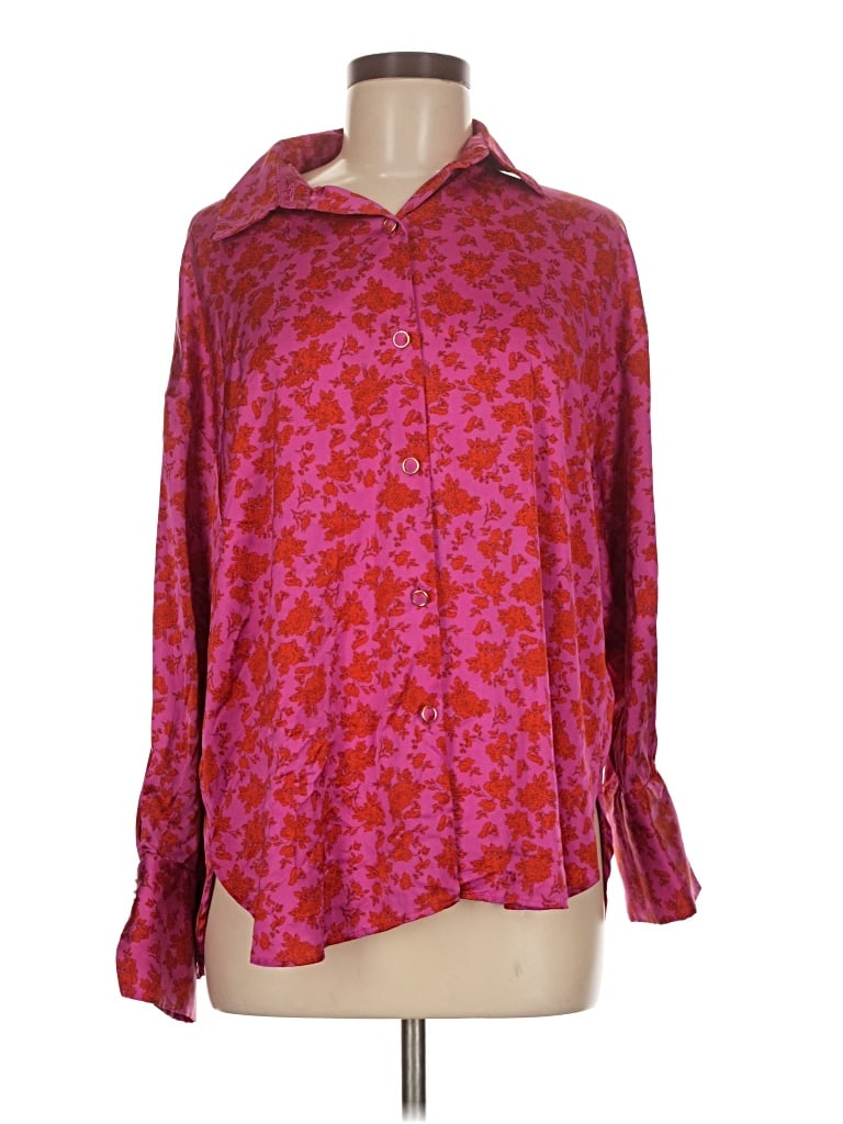 Pre-owned Zara Long Sleeve Blouse In Pink