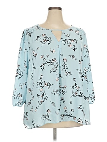 Kaari Blue 3/4 Sleeve Blouse (view 1)