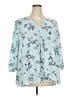 Kaari Blue 100% Polyester Blue 3/4 Sleeve Blouse Size 3X - photo 1
