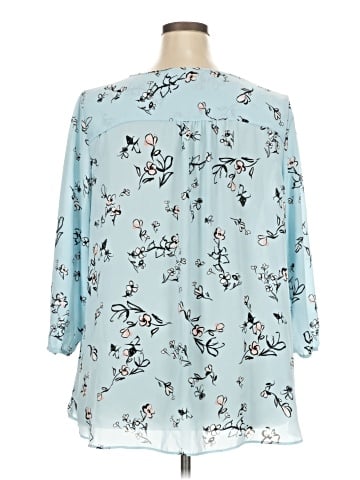 Kaari Blue 3/4 Sleeve Blouse (view 2)