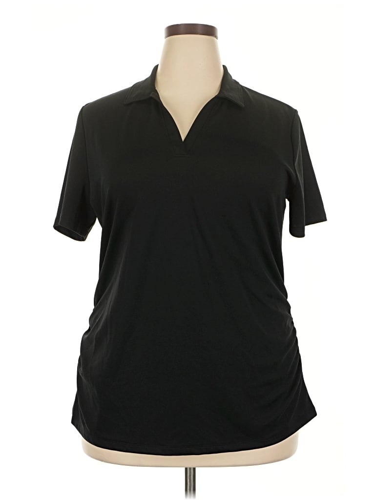 Pre-owned Pga Tour Short Sleeve Polo Shirt In Black