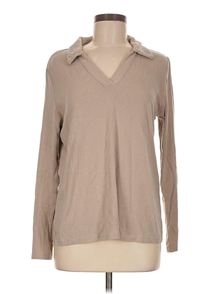 Pre-owned Cato Long Sleeve Polo Shirt In Tan