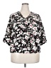 Monday Fun 100% Polyester Floral Black Short Sleeve Blouse Size 2X - photo 1