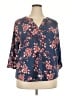 Papermoon Floral Blue 3/4 Sleeve Blouse Size 2X - photo 1