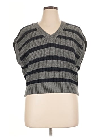 Madewell Waffle-Knit Sweater Vest in Stripe (view 1)