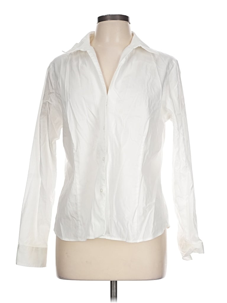 Pre-owned Anne Klein Long Sleeve Blouse In Ivory