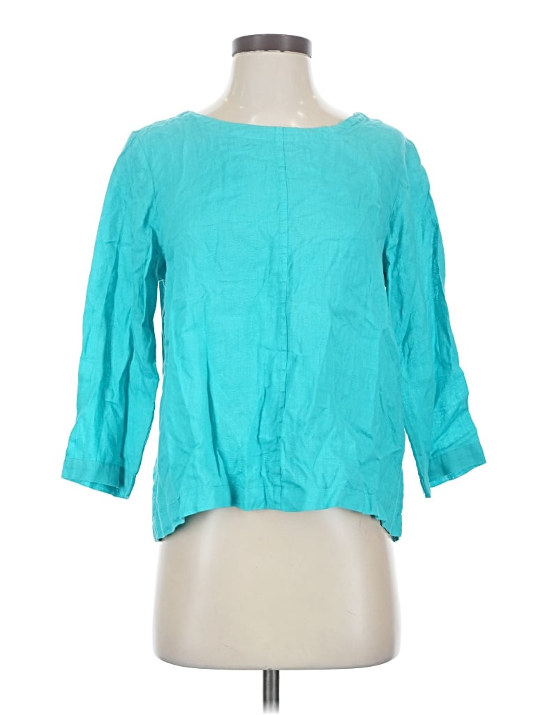 Pre-owned Nicole Miller 3/4 Sleeve Blouse In Teal