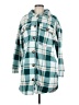 No Comment 100% Polyester Plaid Teal Coat Size M - photo 1