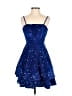Unbranded 100% Polyester Stars Blue Cocktail Dress Size 2 - photo 1