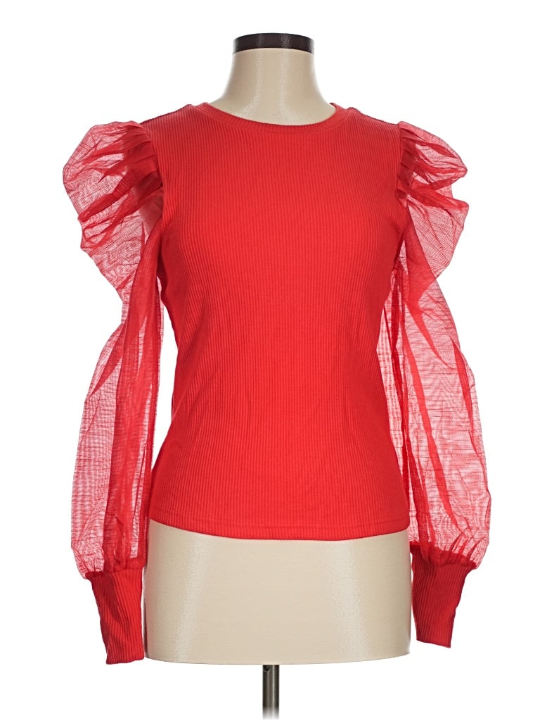 Pre-owned Left Coast By Dolan Long Sleeve Blouse In Red