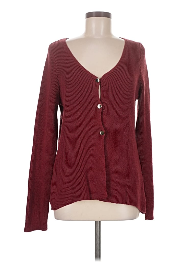Pre-owned Asos Design Cardigan Sweater In Burgundy