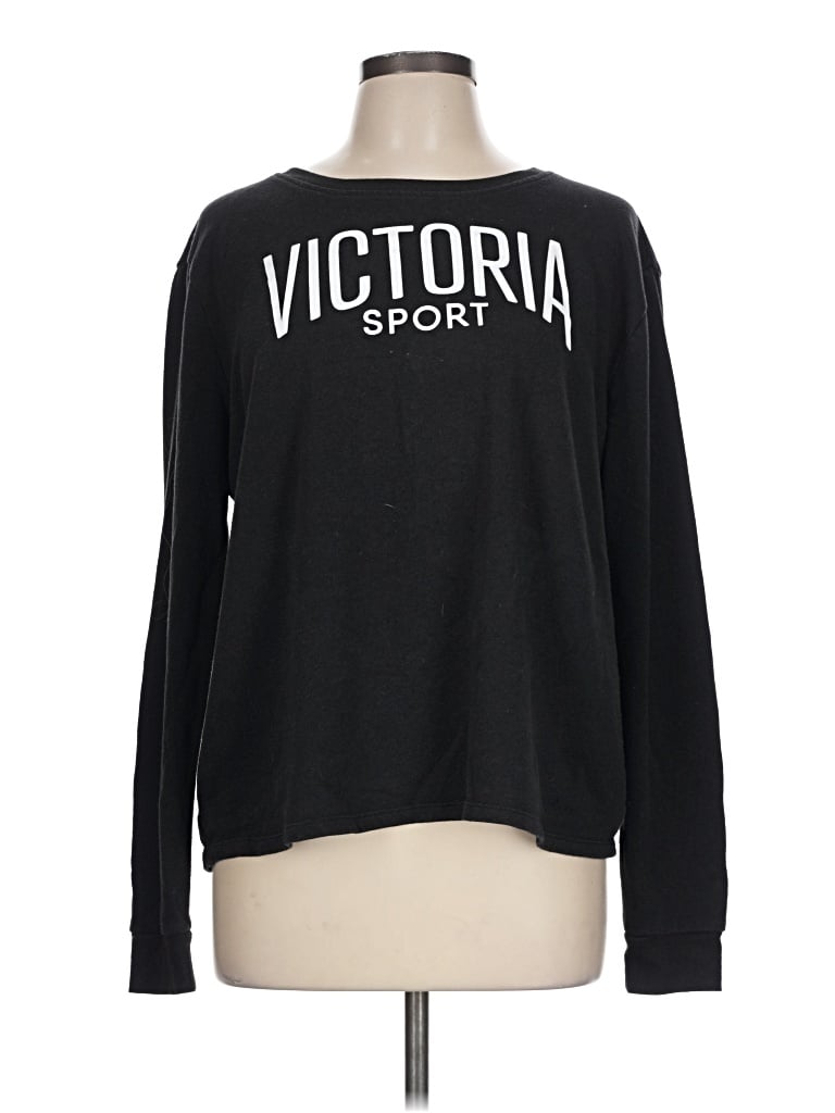 Pre-owned Victoria Sport Long Sleeve Top Black Crew Neck Tops