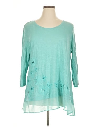 LOGO by Lori Goldstein 3/4 Sleeve Top (view 1)