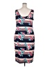 Planet Gold Print Blue Casual Dress Size 3X - photo 2
