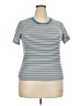 DAZY Stripes Blue Short Sleeve T-Shirt Size 2X Petite - photo 1