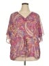 Chaps 100% Polyester Paisley Purple Short Sleeve Blouse Size 2X - photo 1