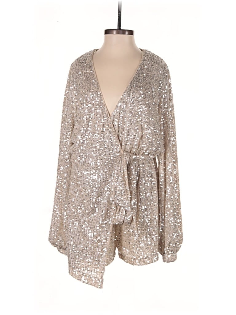Altar'd State Romper: Silver Metallic Pattern Rompers - Size X-Small