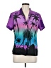 Lavish 100% Polyester Tropical Purple Short Sleeve Blouse Size M - photo 1