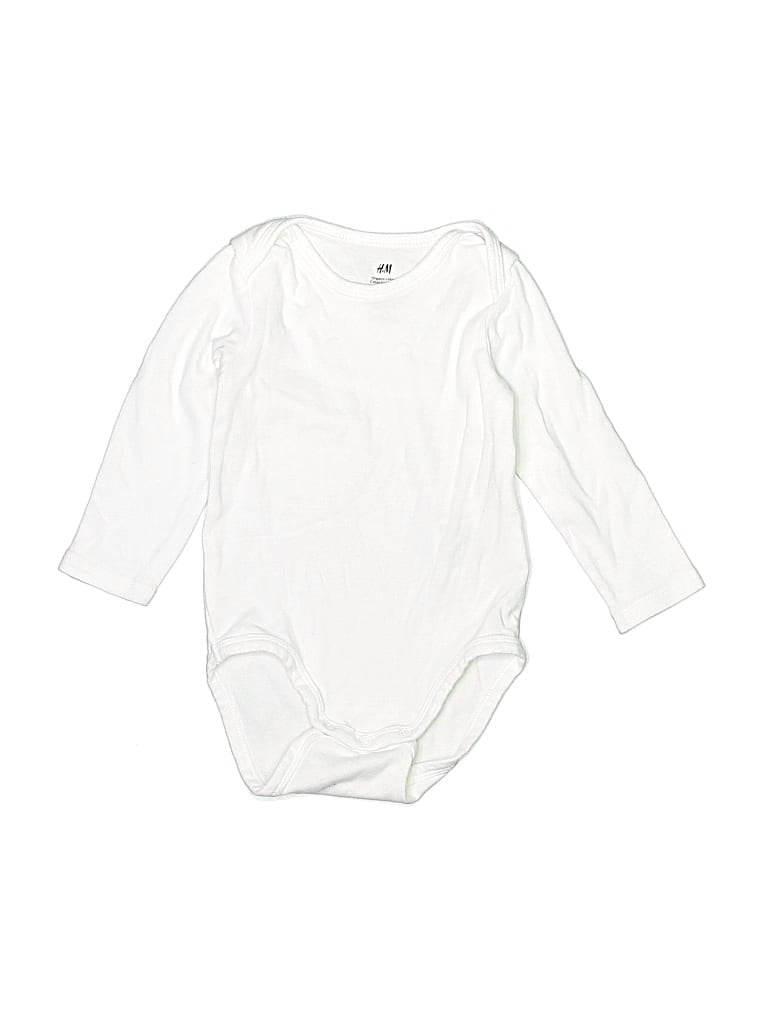Pre-owned H&m Babies' Long Sleeve Onesie In White