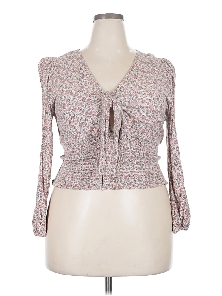 Pre-owned American Eagle Outfitters 3/4 Sleeve Blouse In Gray
