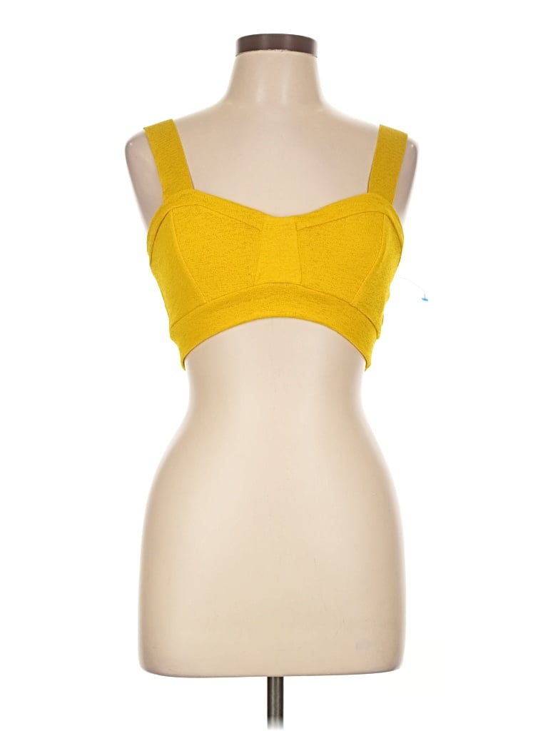 Pre-owned Zara Sleeveless Top Yellow Sweetheart Neckline Tops