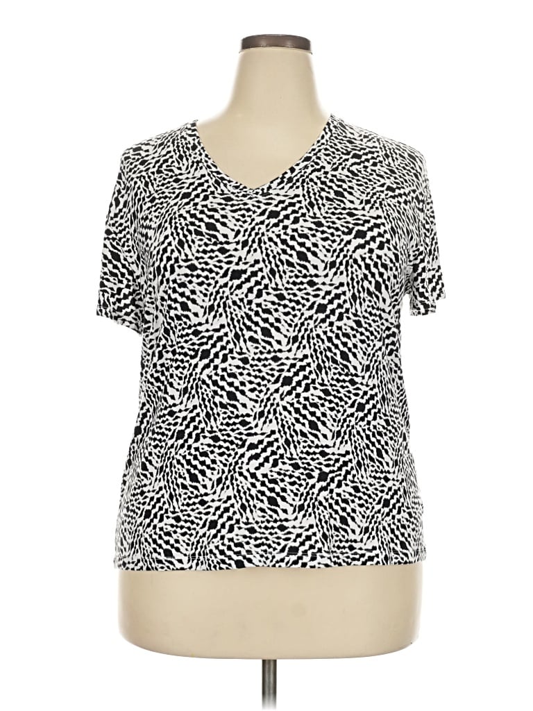 Pre-owned Nine West Short Sleeve Top Silver V-neck Tops