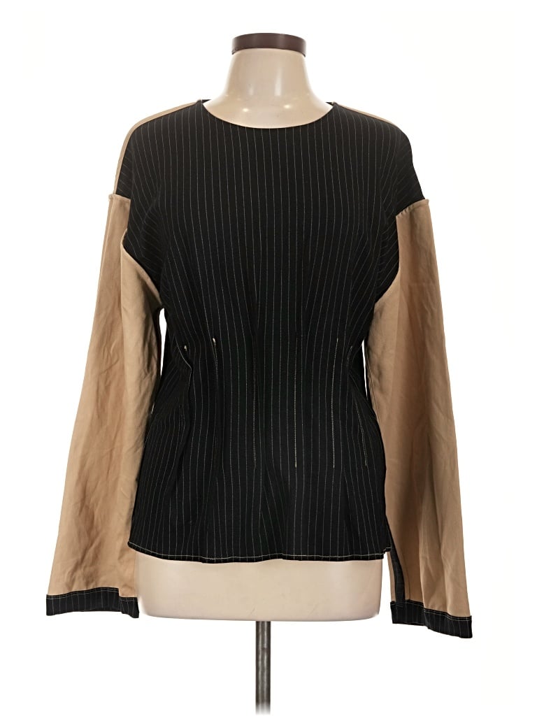 Pre-owned Zara Long Sleeve Blouse In Brown