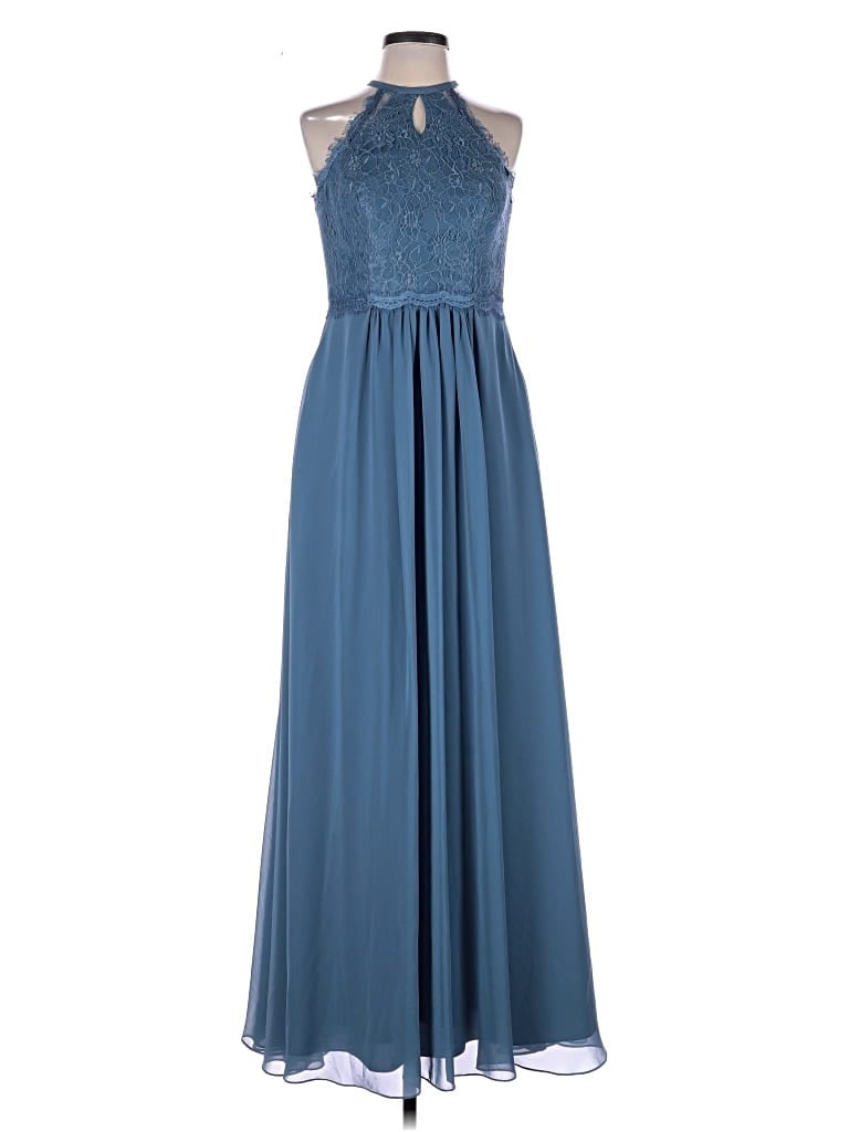 Azazie Cocktail Dress - Bridesmaid: Blue Dresses - Used - Size 6