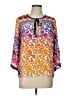Hale Bob Print Orange Purple 3/4 Sleeve Blouse Size L - photo 1