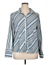 Fred David Stripes Blue Long Sleeve Blouse Size XL - photo 1