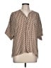 Worthington 100% Polyester Chevron-herringbone Brown Short Sleeve Blouse Size L - photo 1