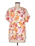 Unbranded 100% Polyester Floral Orange Short Sleeve Blouse Size M - photo 1