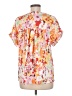 Unbranded 100% Polyester Floral Orange Short Sleeve Blouse Size M - photo 2