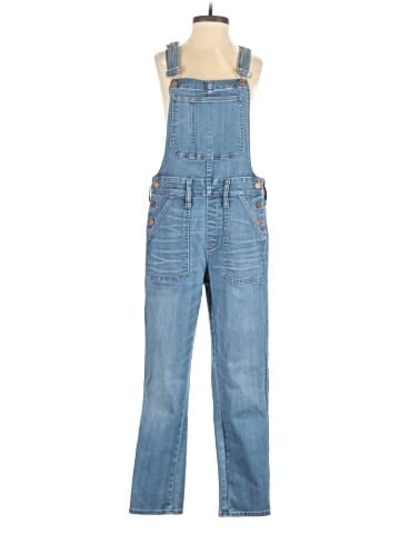 Madewell Skinny Crop Overalls in Hewitt Wash - front