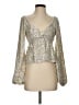 Mi ami 100% Polyester Silver Long Sleeve Blouse Size S - photo 1