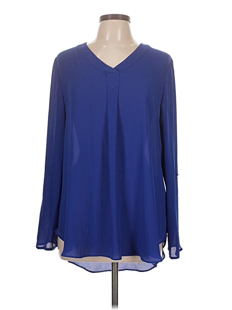 Pre-owned Apt. 9 Long Sleeve Blouse In Blue