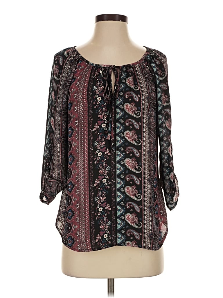 Pre-owned Stoosh 3/4 Sleeve Blouse In Black