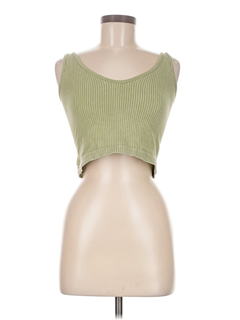 Pre-owned Aura Tank Top Green Strapless Neckline Tops
