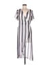 Leith 100% Polyester Stripes Gray Casual Dress Size L - photo 1