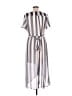 Leith 100% Polyester Stripes Gray Casual Dress Size L - photo 2