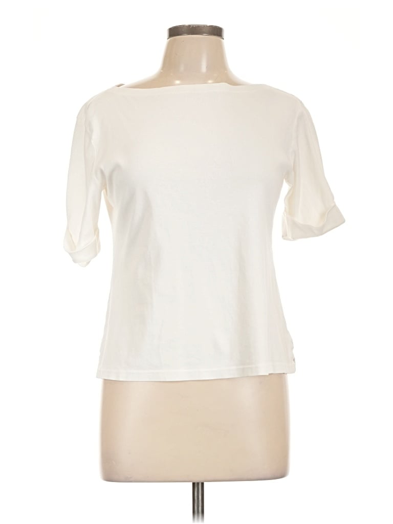 Pre-owned Karen Scott 3/4 Sleeve T-shirt In Ivory
