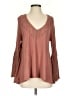 Free People Pink Brown Long Sleeve Blouse Size XS - photo 1