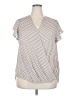 Adrianna Papell 100% Polyester Stripes Ivory Short Sleeve Blouse Size 2X - photo 1