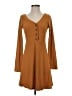 SO Solid Brown Casual Dress Size S - photo 1