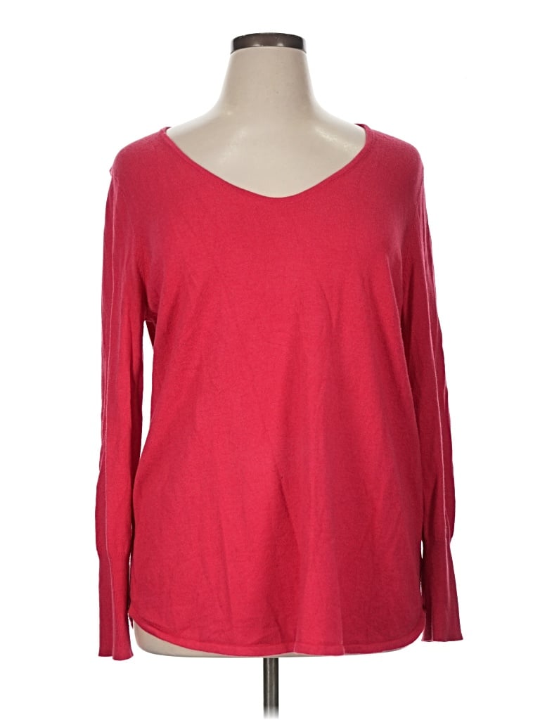Pre-owned Nic + Zoe Long Sleeve Top Red Crew Neck Tops