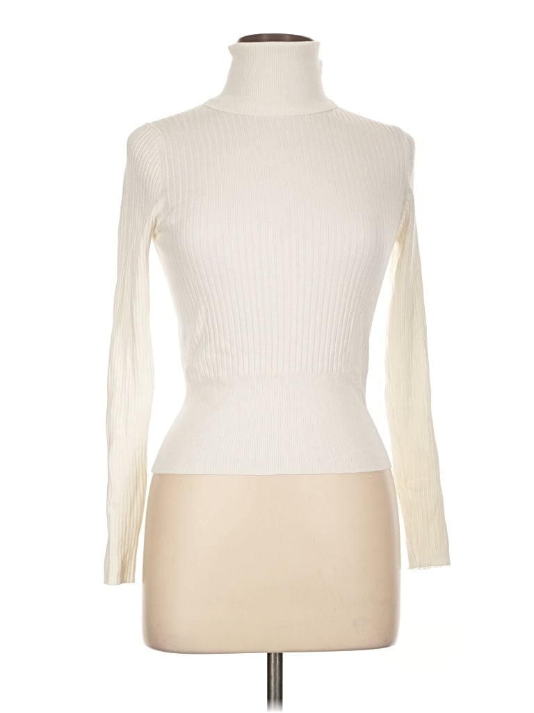 Pre-owned Zara Long Sleeve Top Ivory Turtleneck Tops