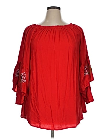 Feathers 3/4 Sleeve Blouse (view 1)