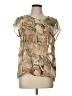 Sunny Leigh Animal Print Brown Gold Short Sleeve Blouse Size L - photo 1